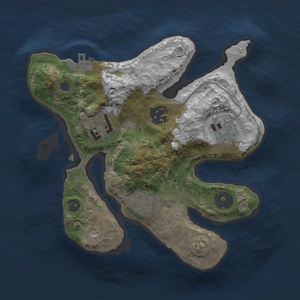 Rust Map: Procedural Map, Size: 2450, Seed: 836429158, 8 Monuments