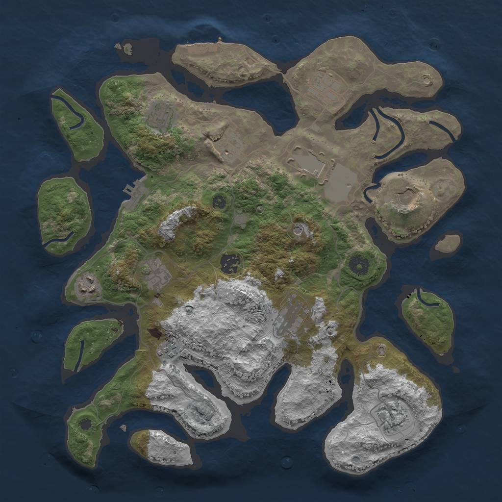 Rust Map: Procedural Map, Size: 3700, Seed: 697096048, 16 Monuments