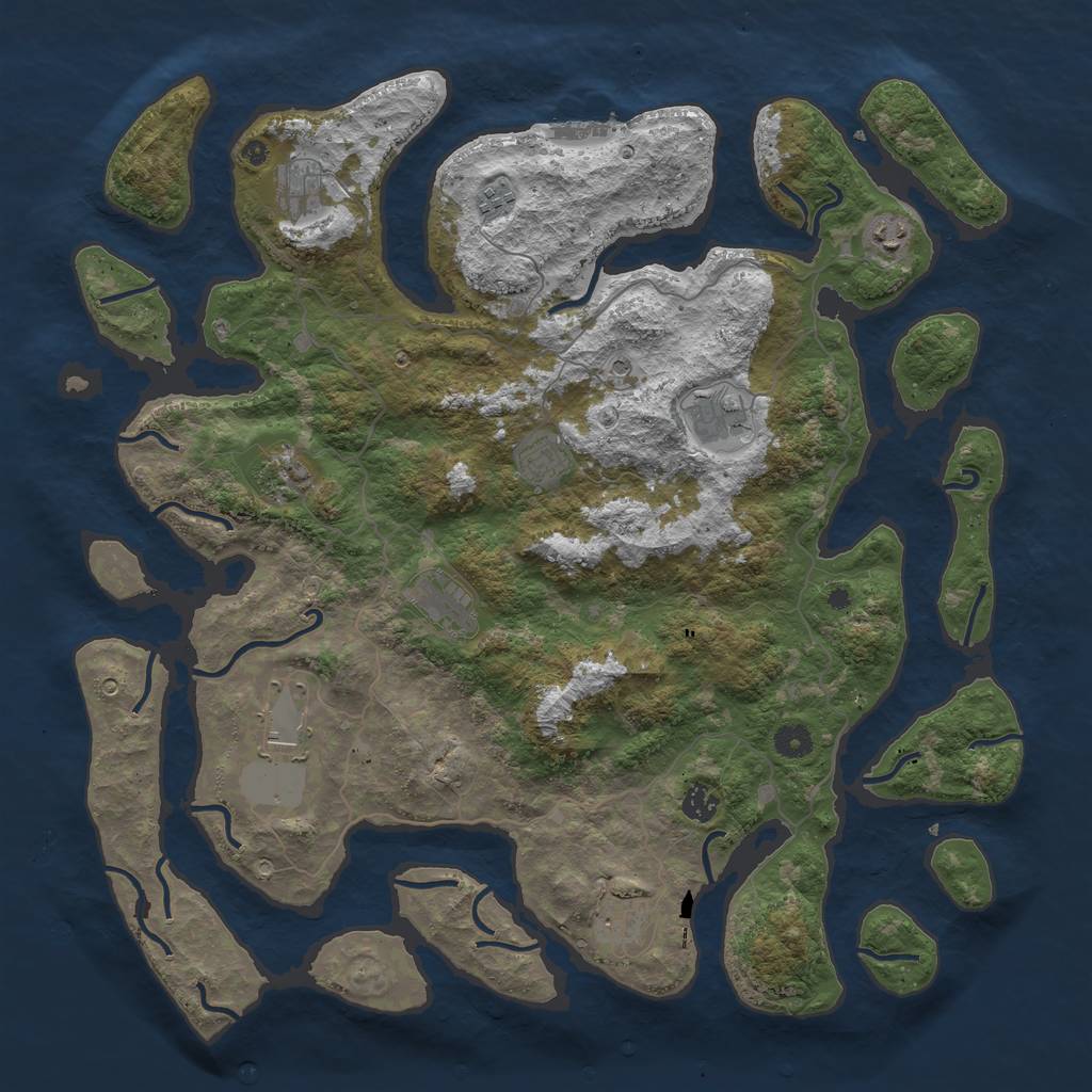 Rust Map: Procedural Map, Size: 4500, Seed: 1774867, 14 Monuments