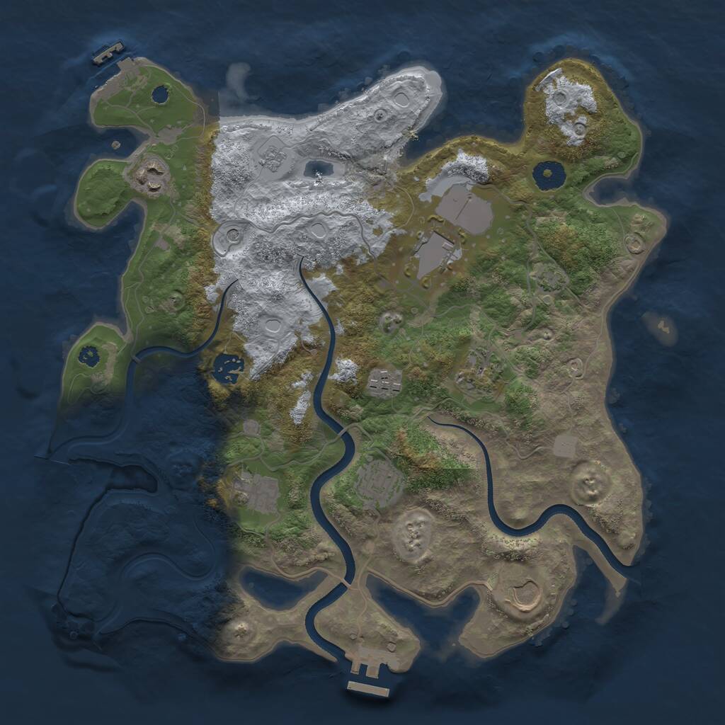 Rust Map: Procedural Map, Size: 3500, Seed: 30544, 14 Monuments