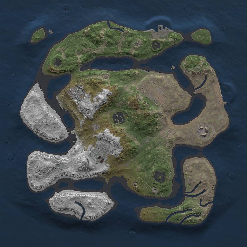 Rust Map: Procedural Map, Size: 3000, Seed: 812398263, 9 Monuments