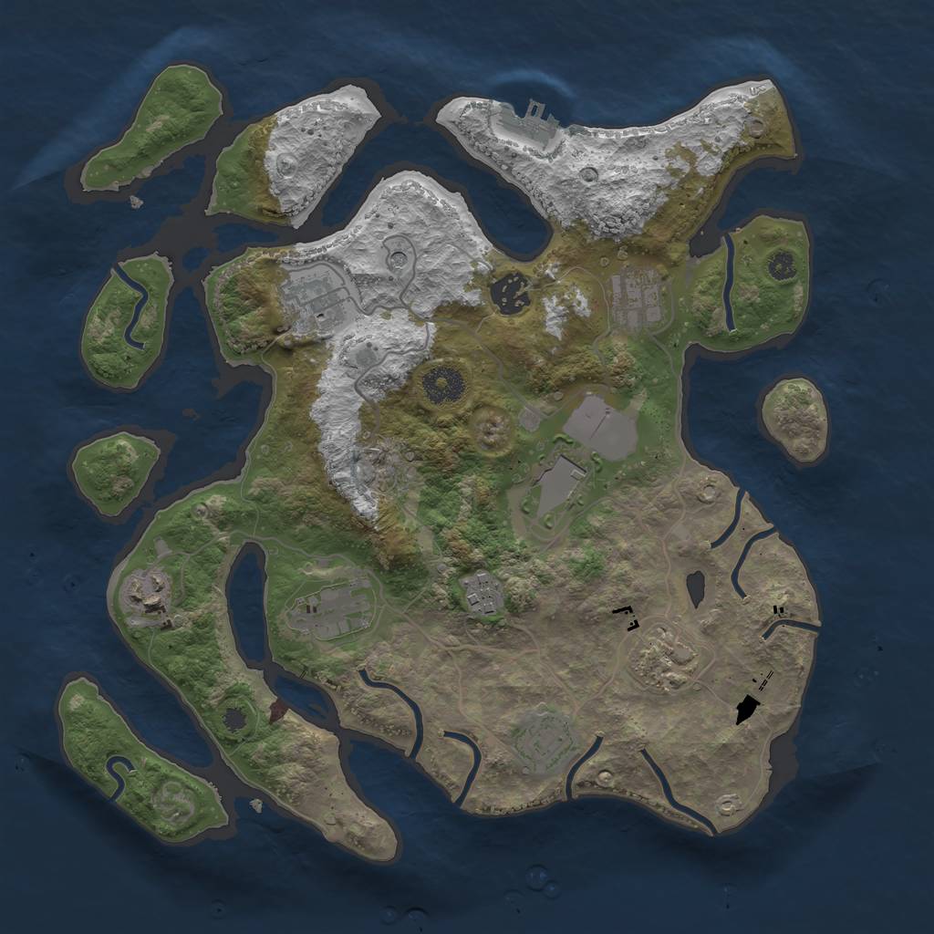 Rust Map: Procedural Map, Size: 3500, Seed: 8820191, 13 Monuments