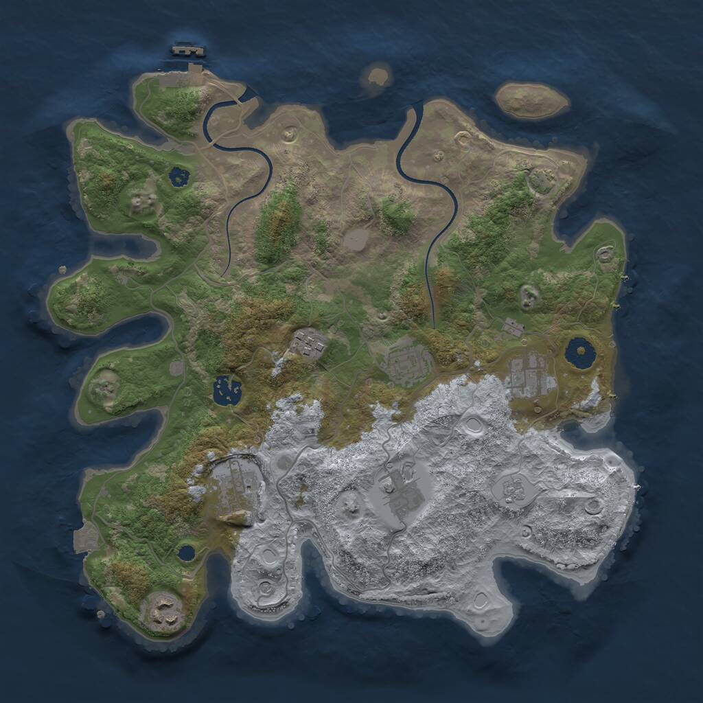 Rust Map: Procedural Map, Size: 3499, Seed: 375253842, 12 Monuments