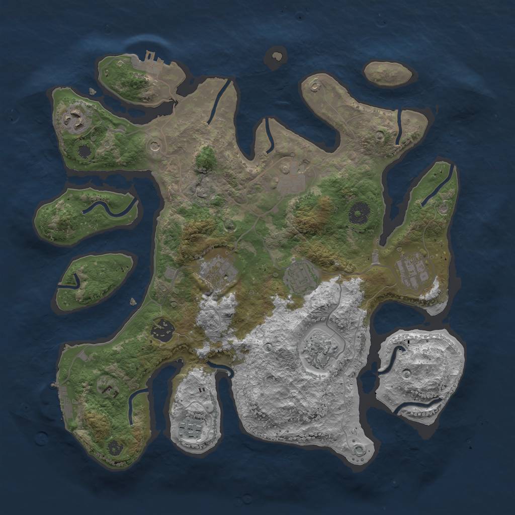 Rust Map: Procedural Map, Size: 3499, Seed: 375253842, 13 Monuments