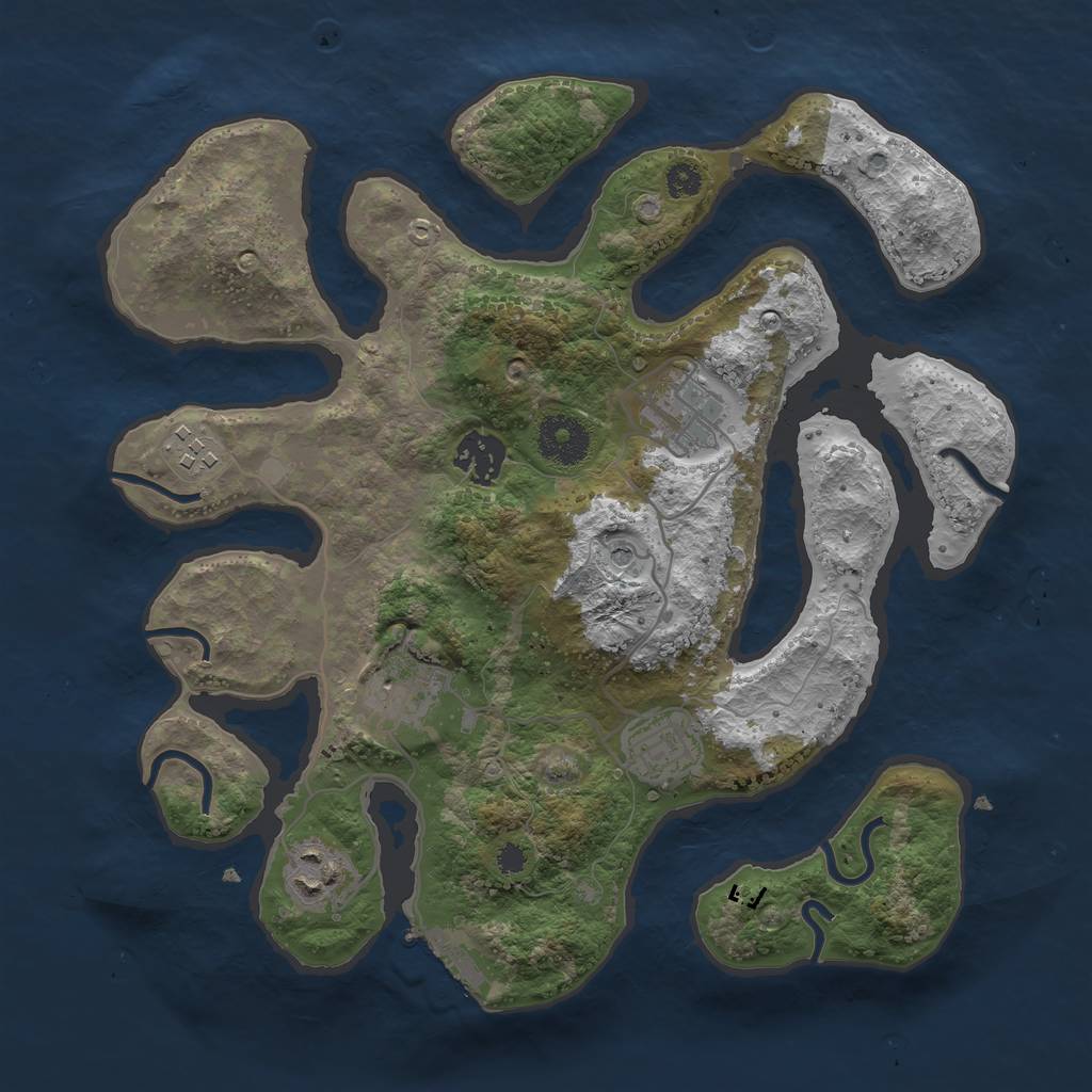 Rust Map: Procedural Map, Size: 3200, Seed: 2035643999, 10 Monuments