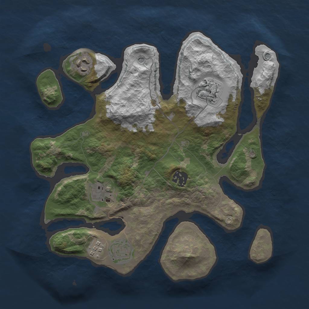 Rust Map: Barren, Size: 3000, Seed: 4367543, 9 Monuments