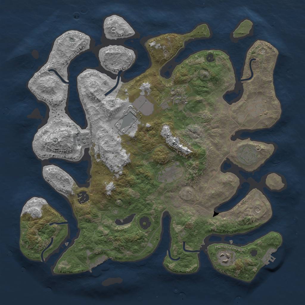 Rust Map: Procedural Map, Size: 3800, Seed: 890723523, 13 Monuments