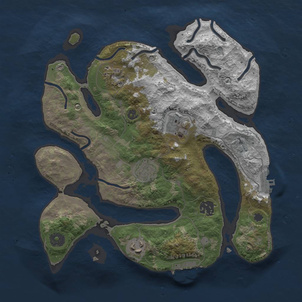 Rust Map: Procedural Map, Size: 3000, Seed: 781800550, 9 Monuments