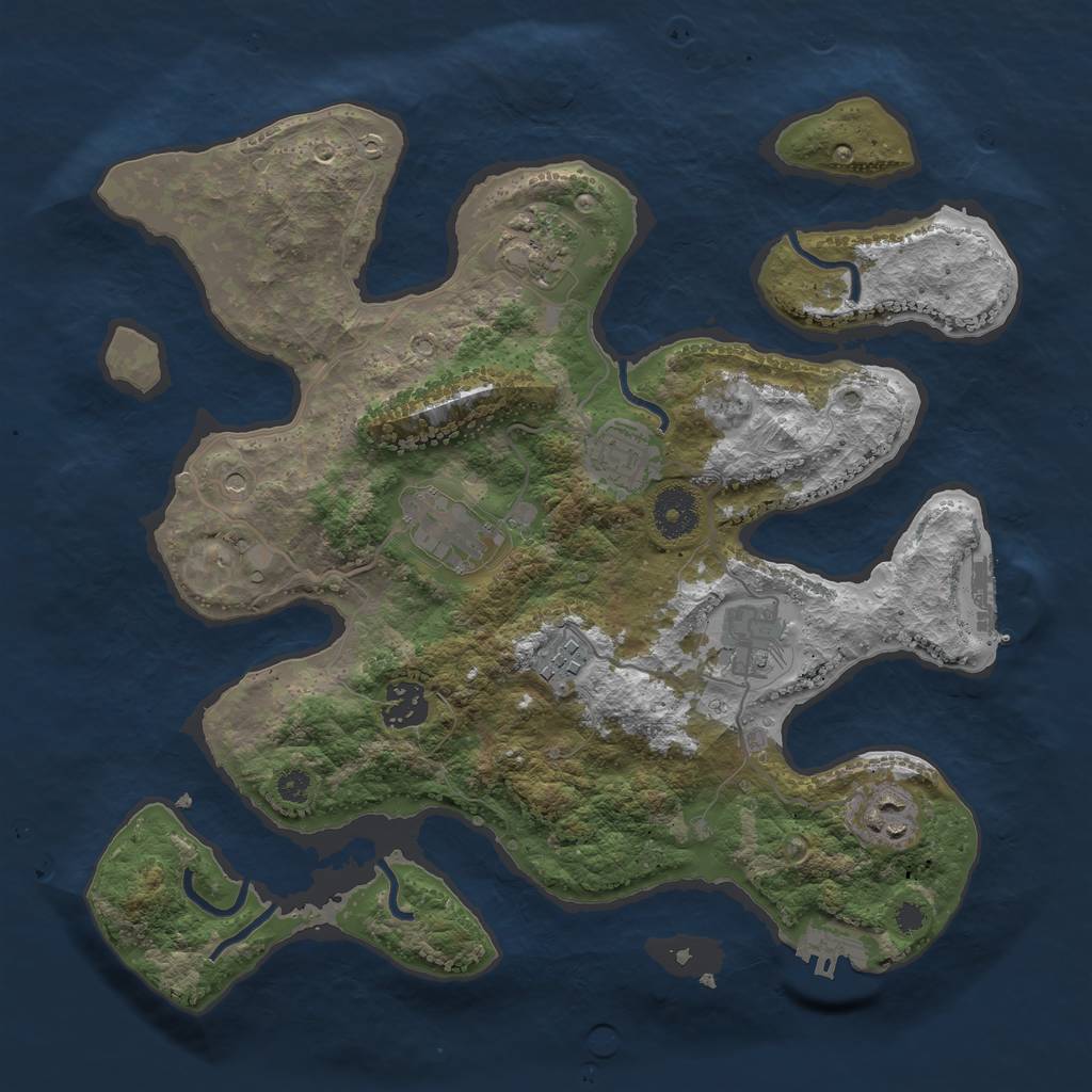 Rust Map: Procedural Map, Size: 3400, Seed: 838508, 12 Monuments