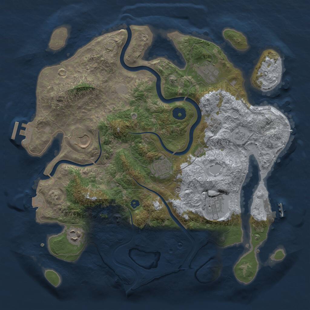 Rust Map: Procedural Map, Size: 3500, Seed: 2572, 12 Monuments