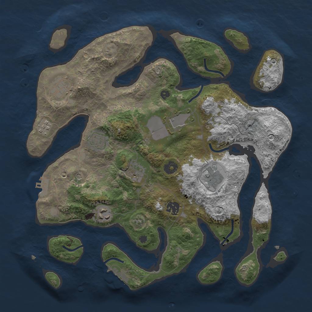 Rust Map: Procedural Map, Size: 3500, Seed: 2572, 13 Monuments