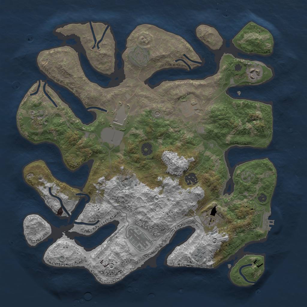 Rust Map: Procedural Map, Size: 3700, Seed: 304556270, 13 Monuments