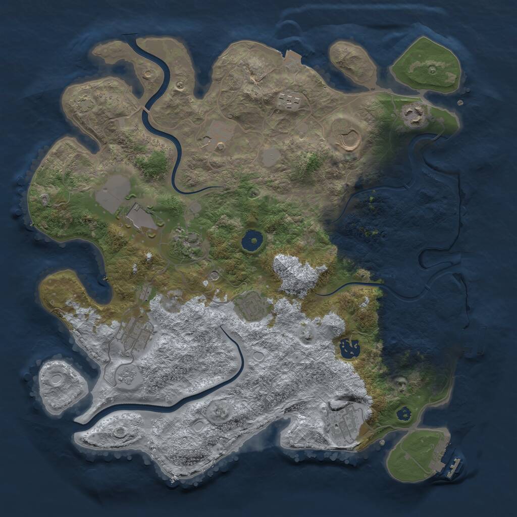 Rust Map: Procedural Map, Size: 3700, Seed: 304556270, 16 Monuments