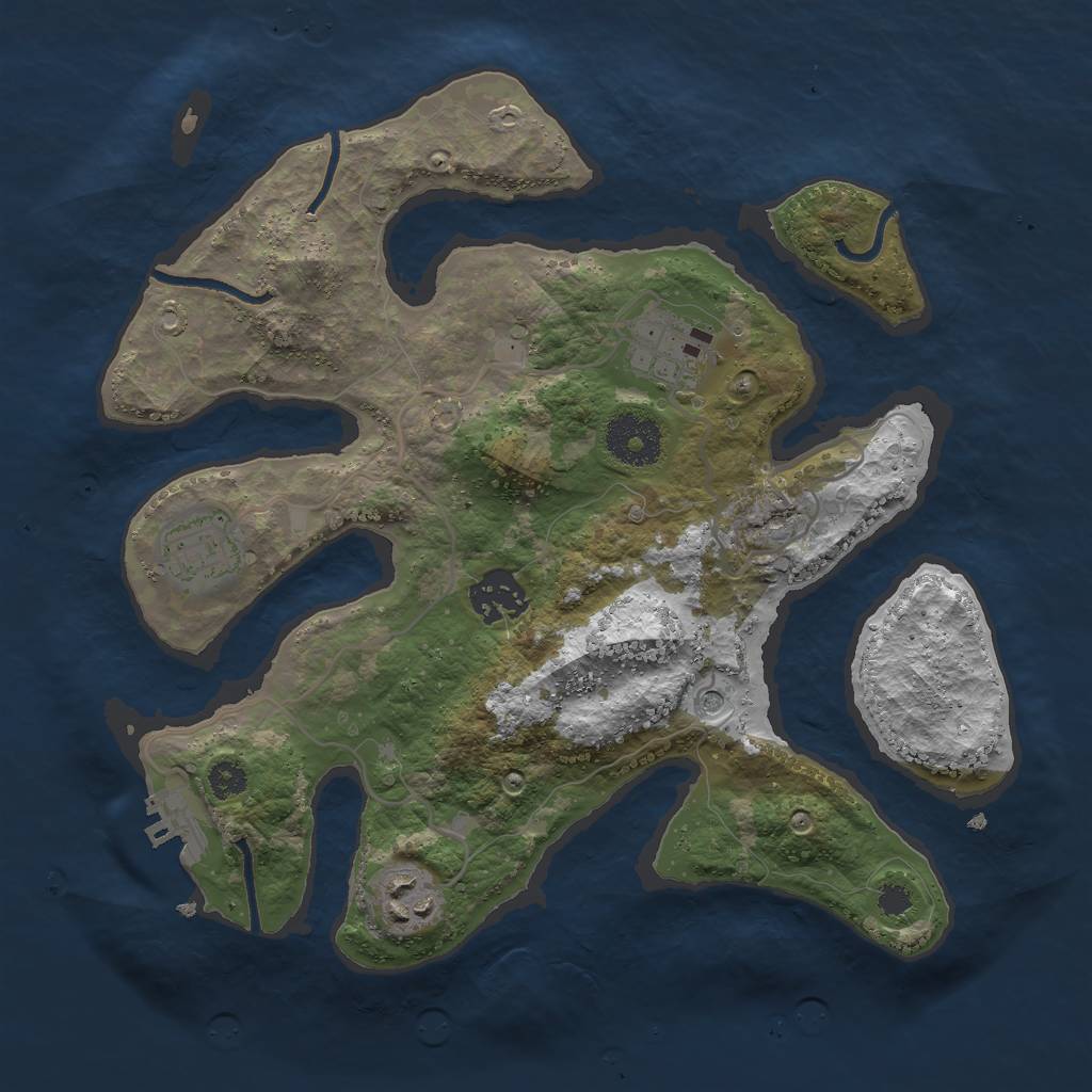 Rust Map: Procedural Map, Size: 3000, Seed: 1346169623, 8 Monuments