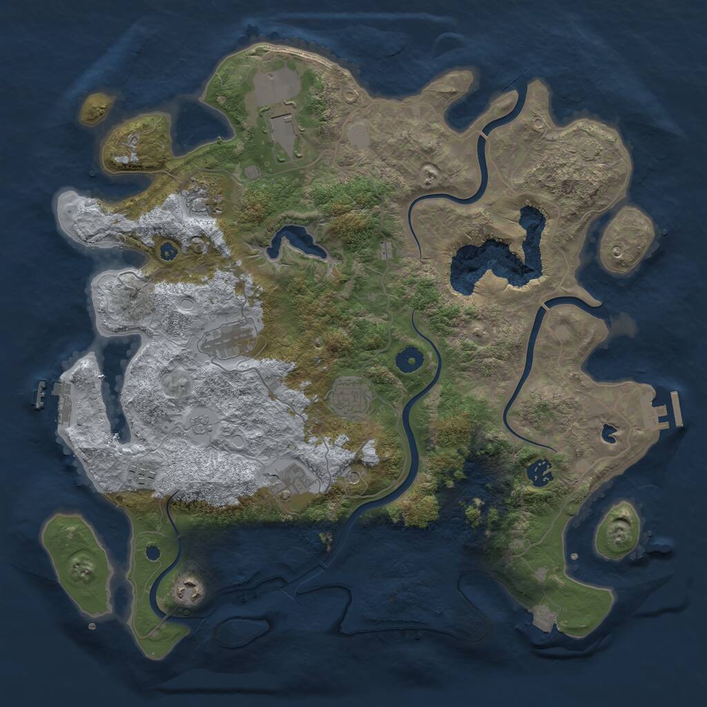 Rust Map: Procedural Map, Size: 4000, Seed: 638843, 14 Monuments