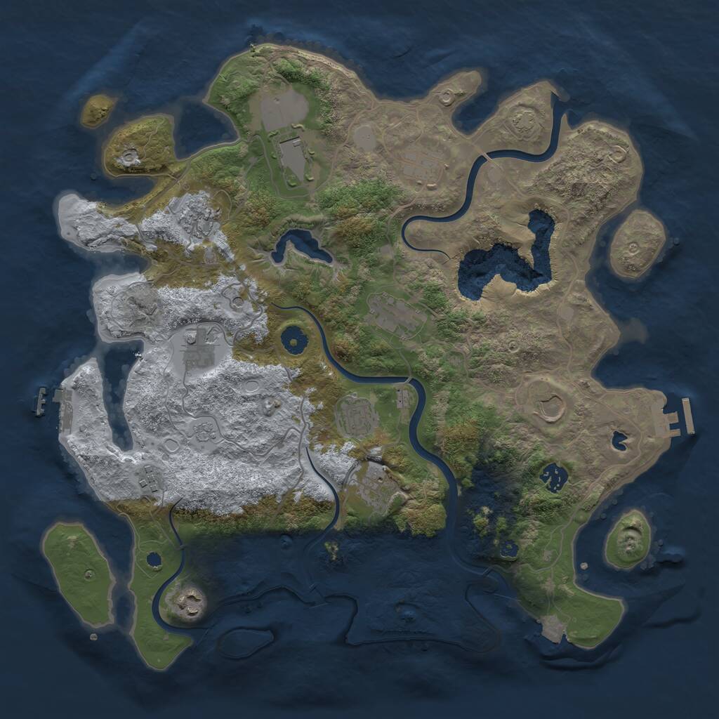 Rust Map: Procedural Map, Size: 4000, Seed: 638843, 17 Monuments