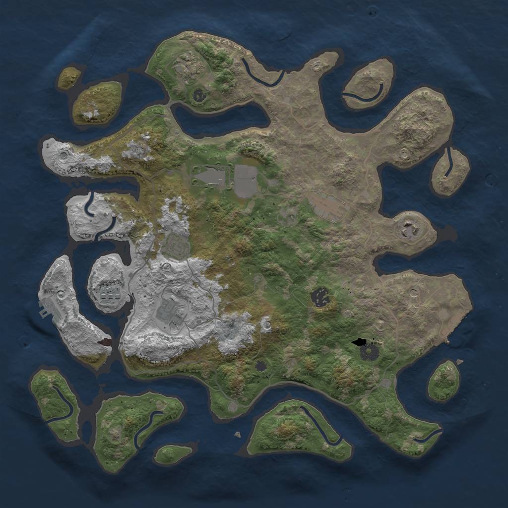 Rust Map: Procedural Map, Size: 4000, Seed: 638843, 13 Monuments