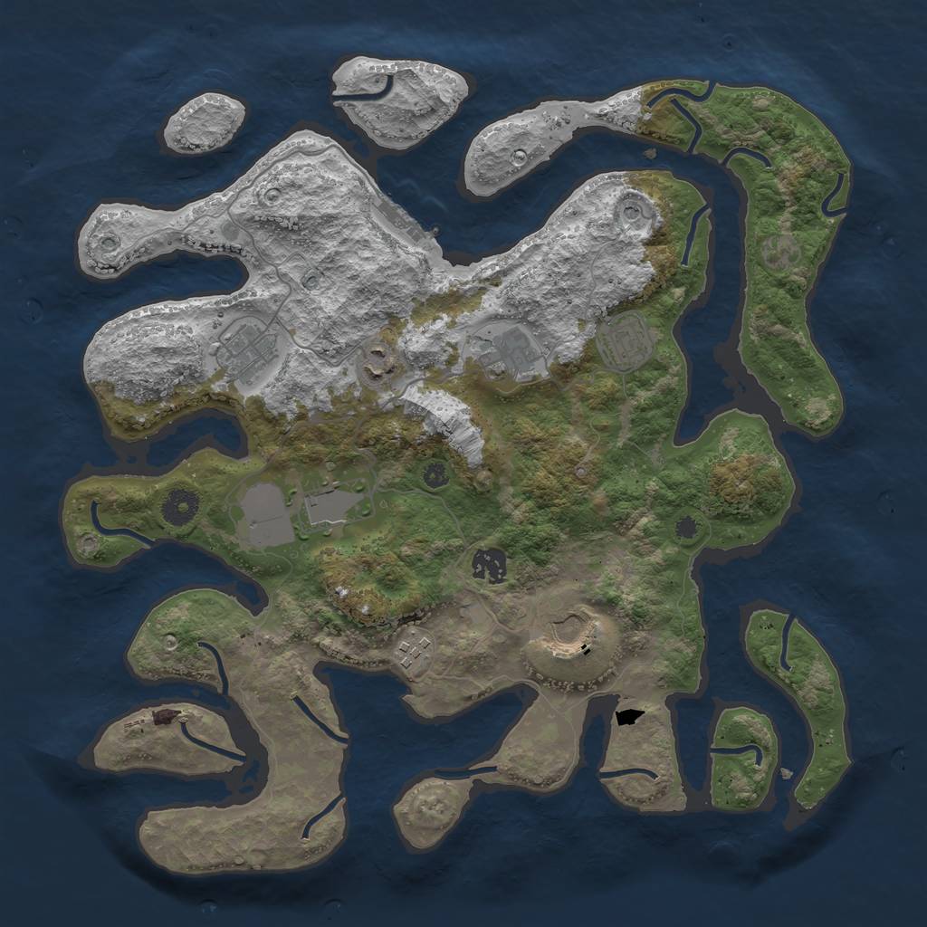 Rust Map: Procedural Map, Size: 3800, Seed: 165062387, 12 Monuments