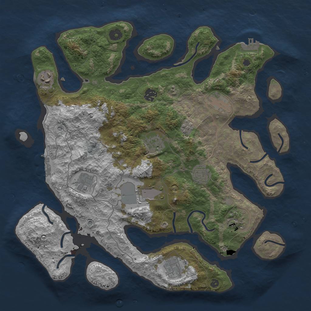 Rust Map: Procedural Map, Size: 3750, Seed: 804964935, 15 Monuments