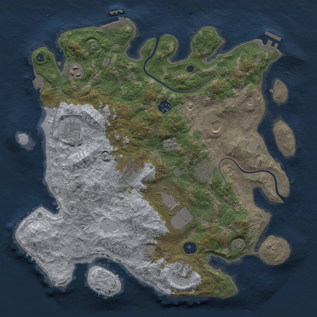 Rust Map: Procedural Map, Size: 3750, Seed: 804964935, 15 Monuments