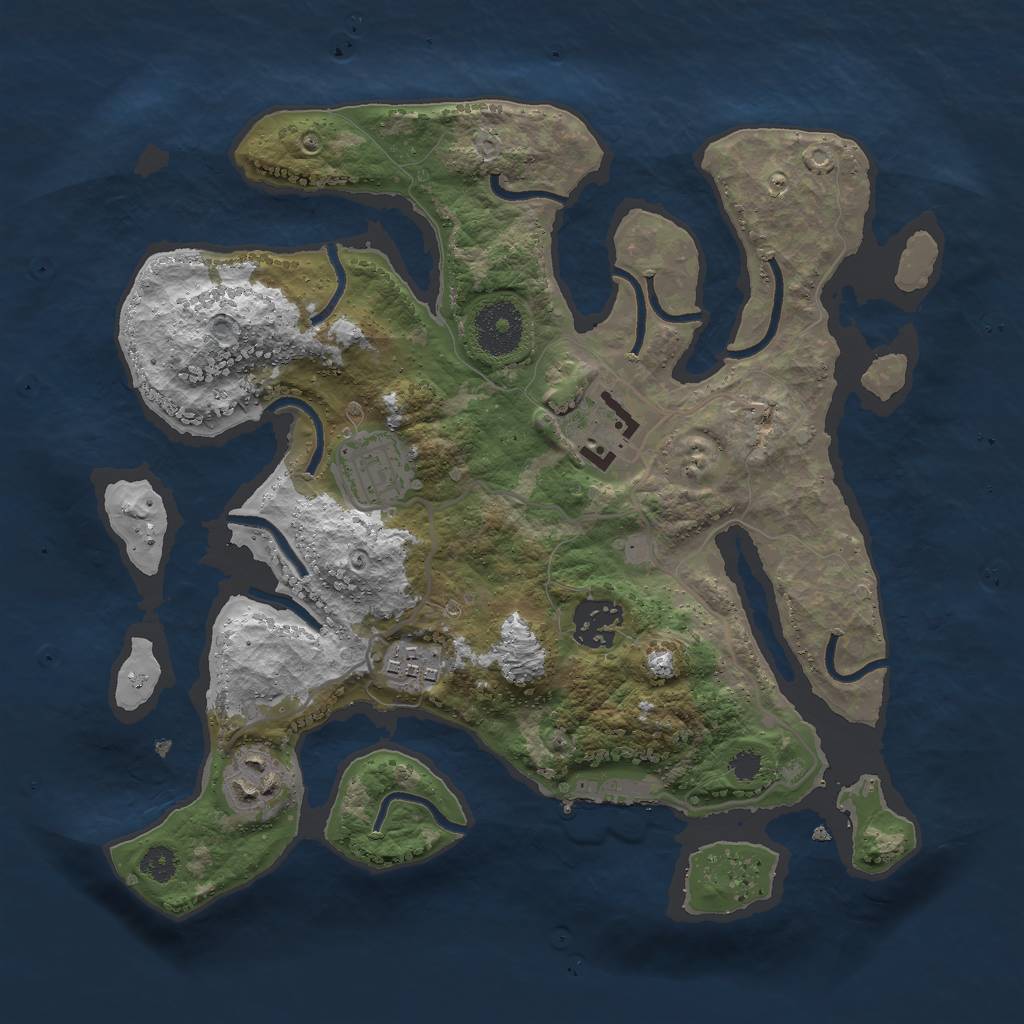 Rust Map: Procedural Map, Size: 3000, Seed: 65446, 8 Monuments