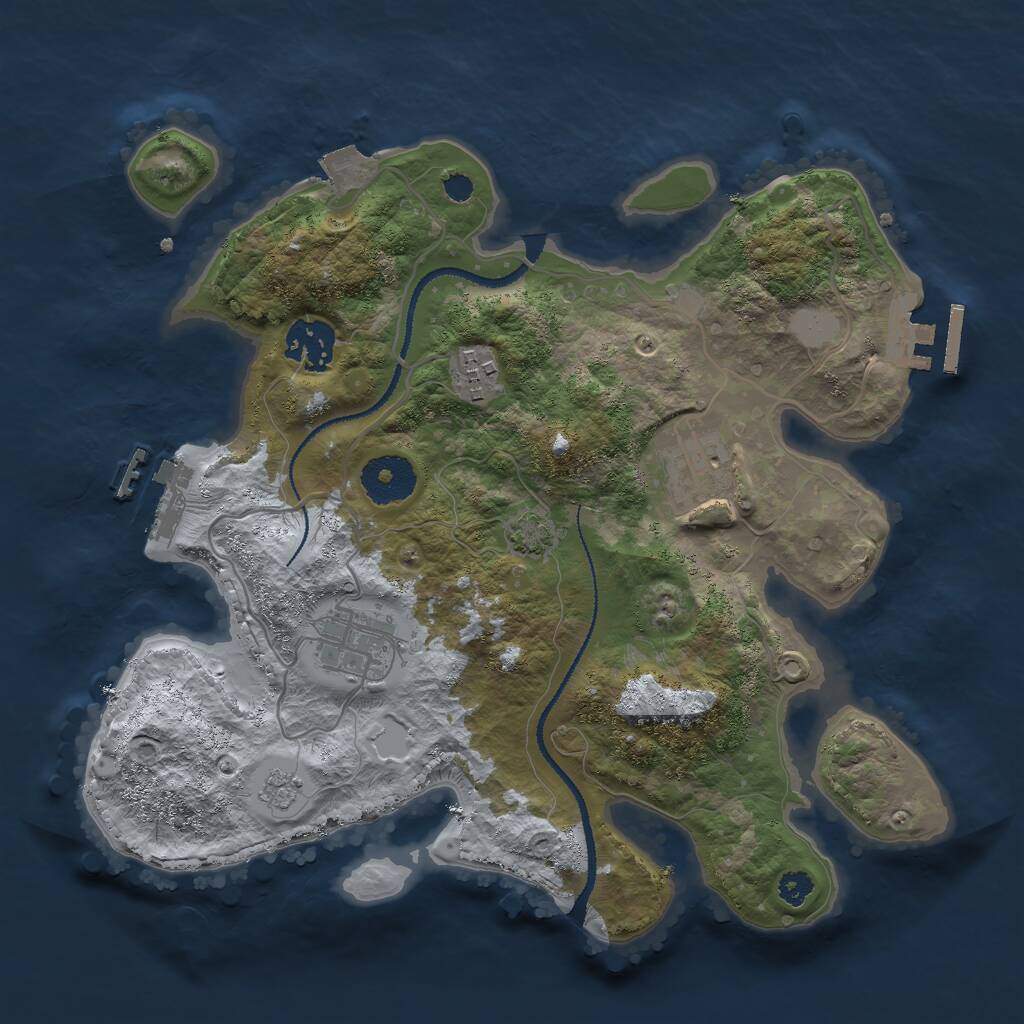 Rust Map: Procedural Map, Size: 3000, Seed: 500937, 9 Monuments