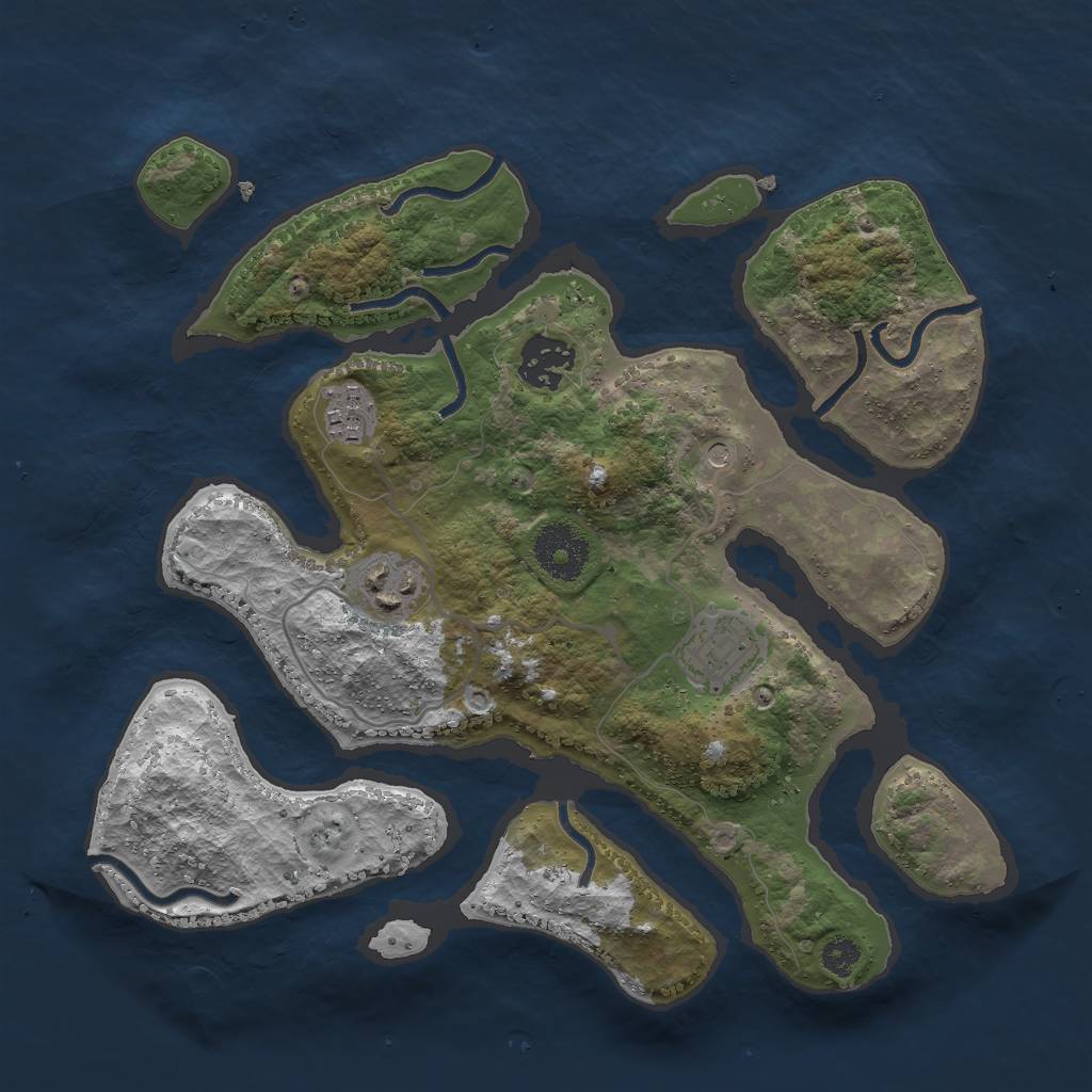 Rust Map: Procedural Map, Size: 3000, Seed: 500937, 7 Monuments