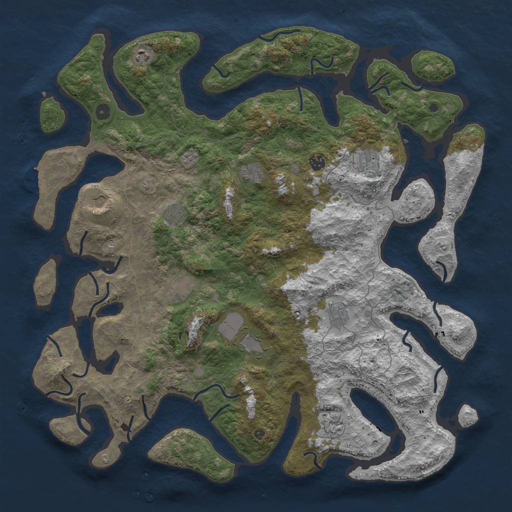 Rust Map: Procedural Map, Size: 5000, Seed: 332501, 15 Monuments