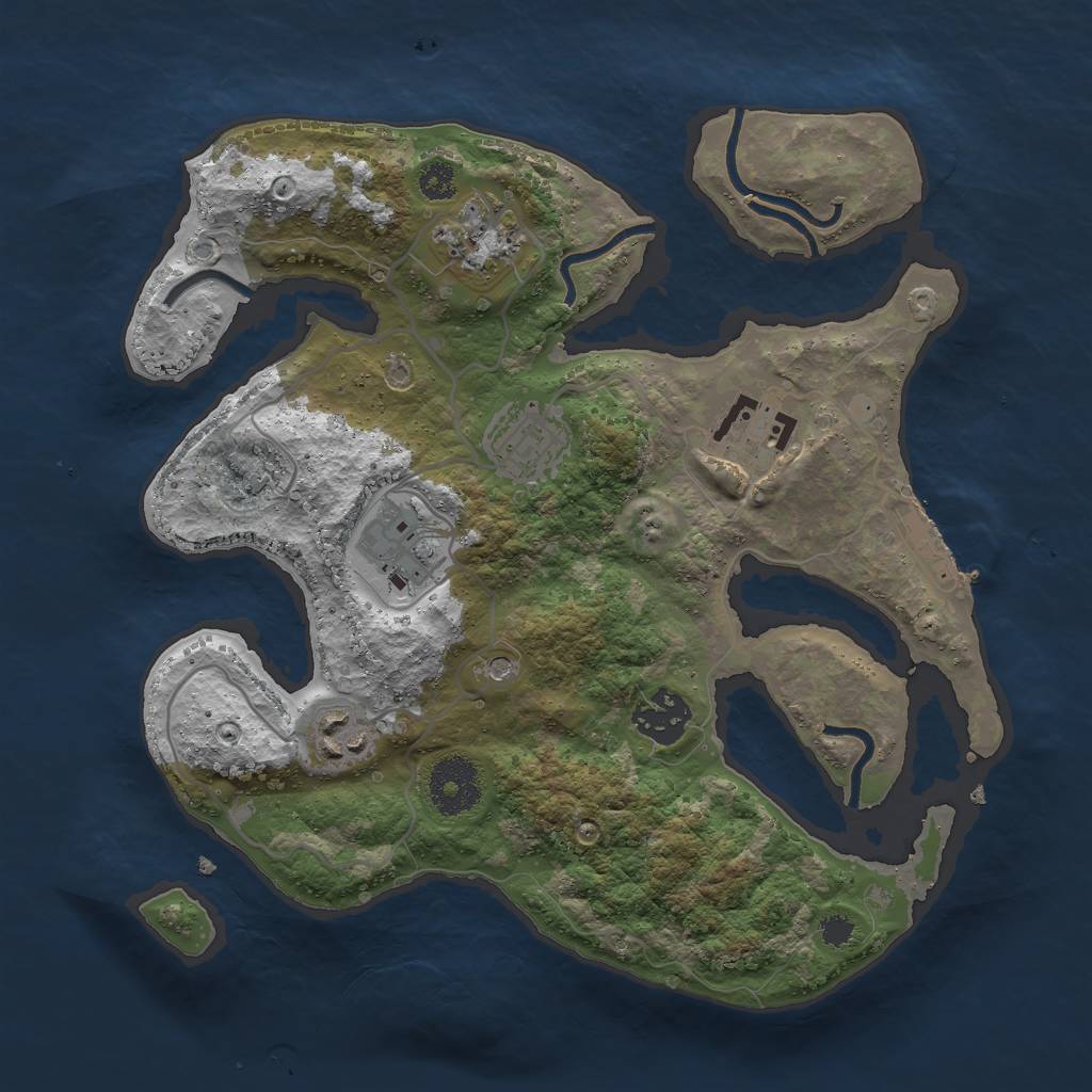 Rust Map: Procedural Map, Size: 3000, Seed: 3323, 10 Monuments