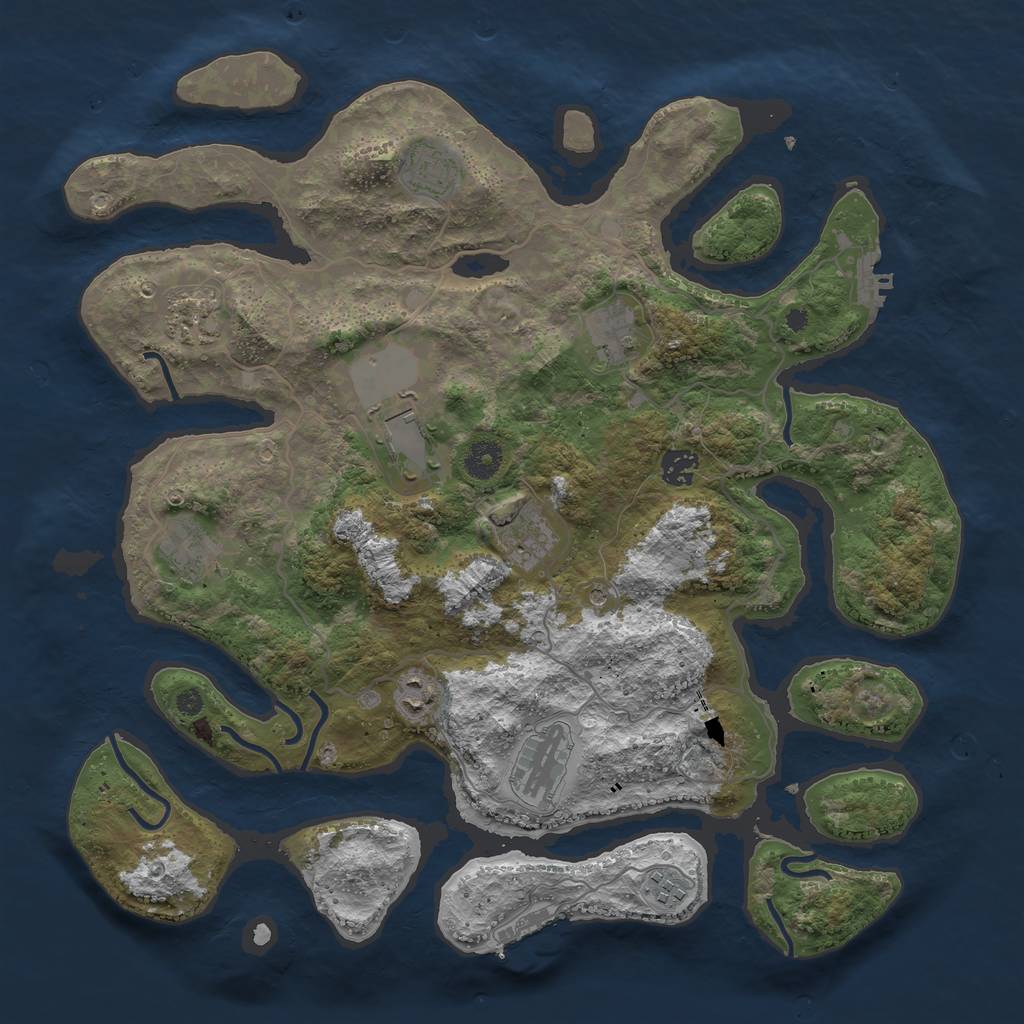 Rust Map: Procedural Map, Size: 4000, Seed: 1976133327, 15 Monuments