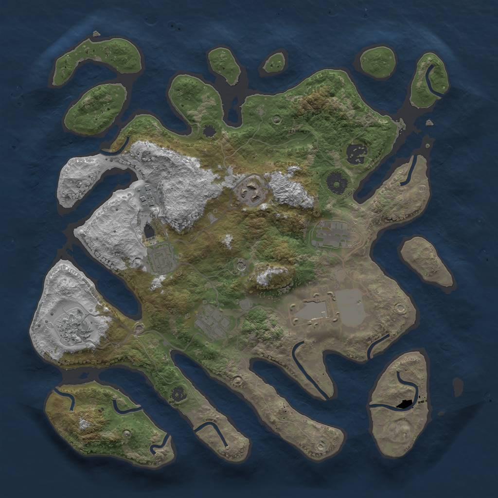 Rust Map: Procedural Map, Size: 3500, Seed: 1758059893, 11 Monuments