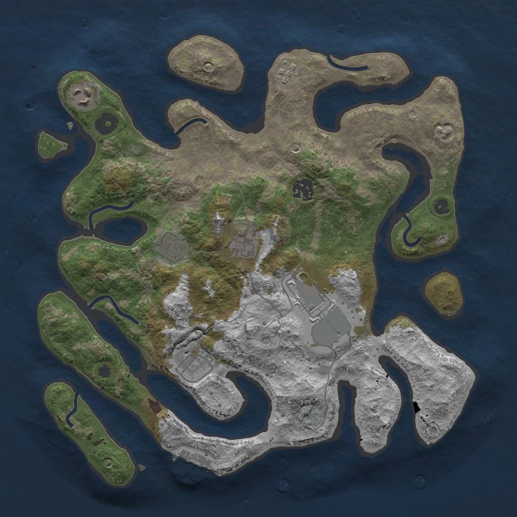 Rust Map: Procedural Map, Size: 3500, Seed: 944411579, 11 Monuments