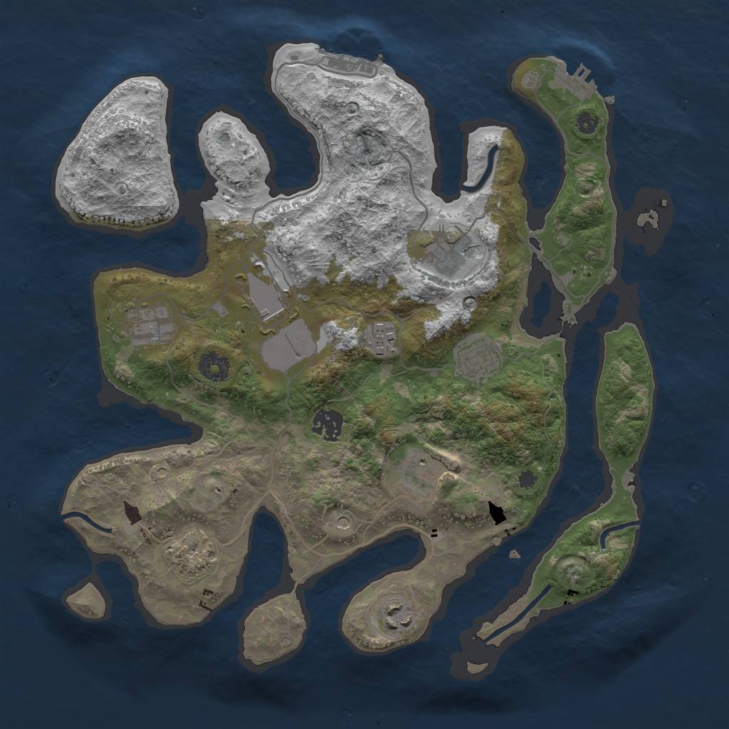 Rust Map: Procedural Map, Size: 3500, Seed: 18496868, 14 Monuments
