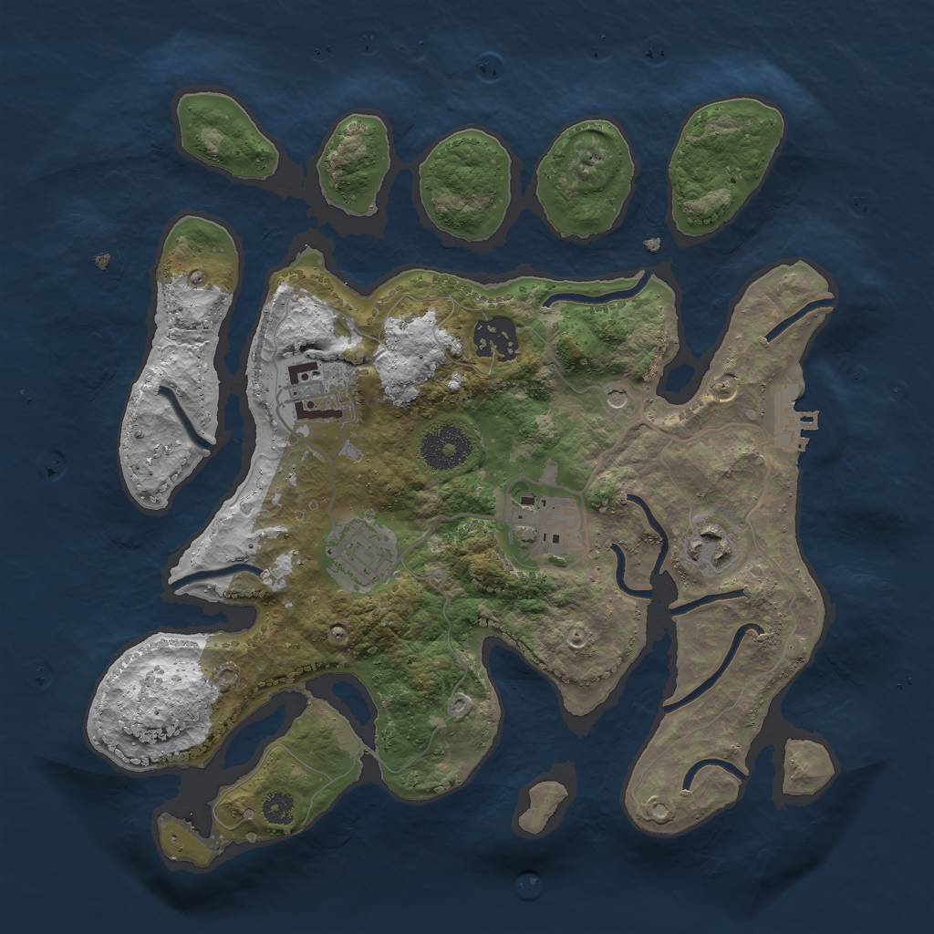 Rust Map: Procedural Map, Size: 3000, Seed: 652256, 9 Monuments