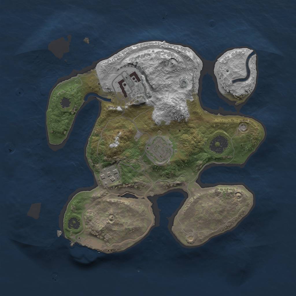 Rust Map: Procedural Map, Size: 2500, Seed: 173819339, 6 Monuments