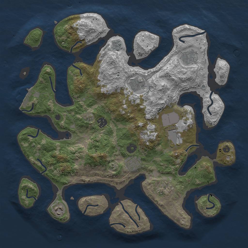 Rust Map: Procedural Map, Size: 3750, Seed: 538102651, 12 Monuments