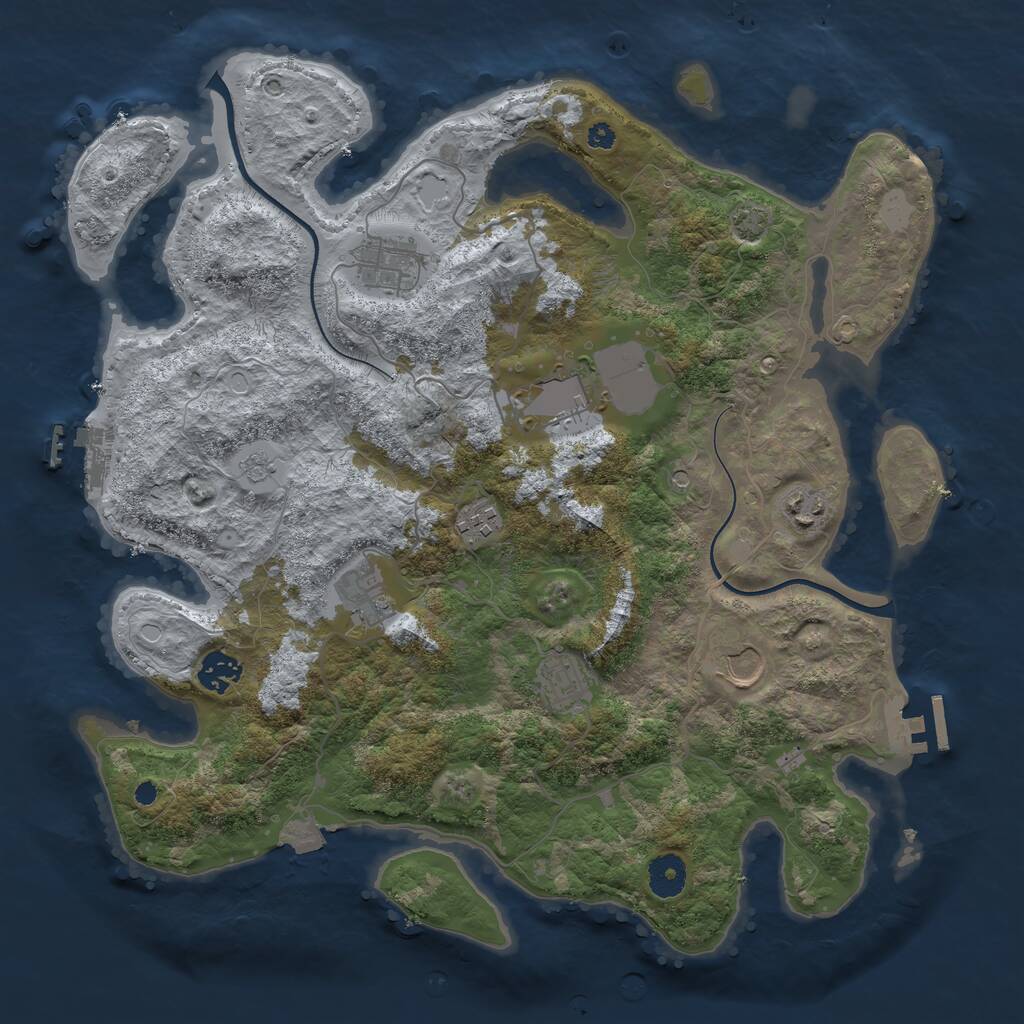 Rust Map: Procedural Map, Size: 3750, Seed: 31467426, 14 Monuments