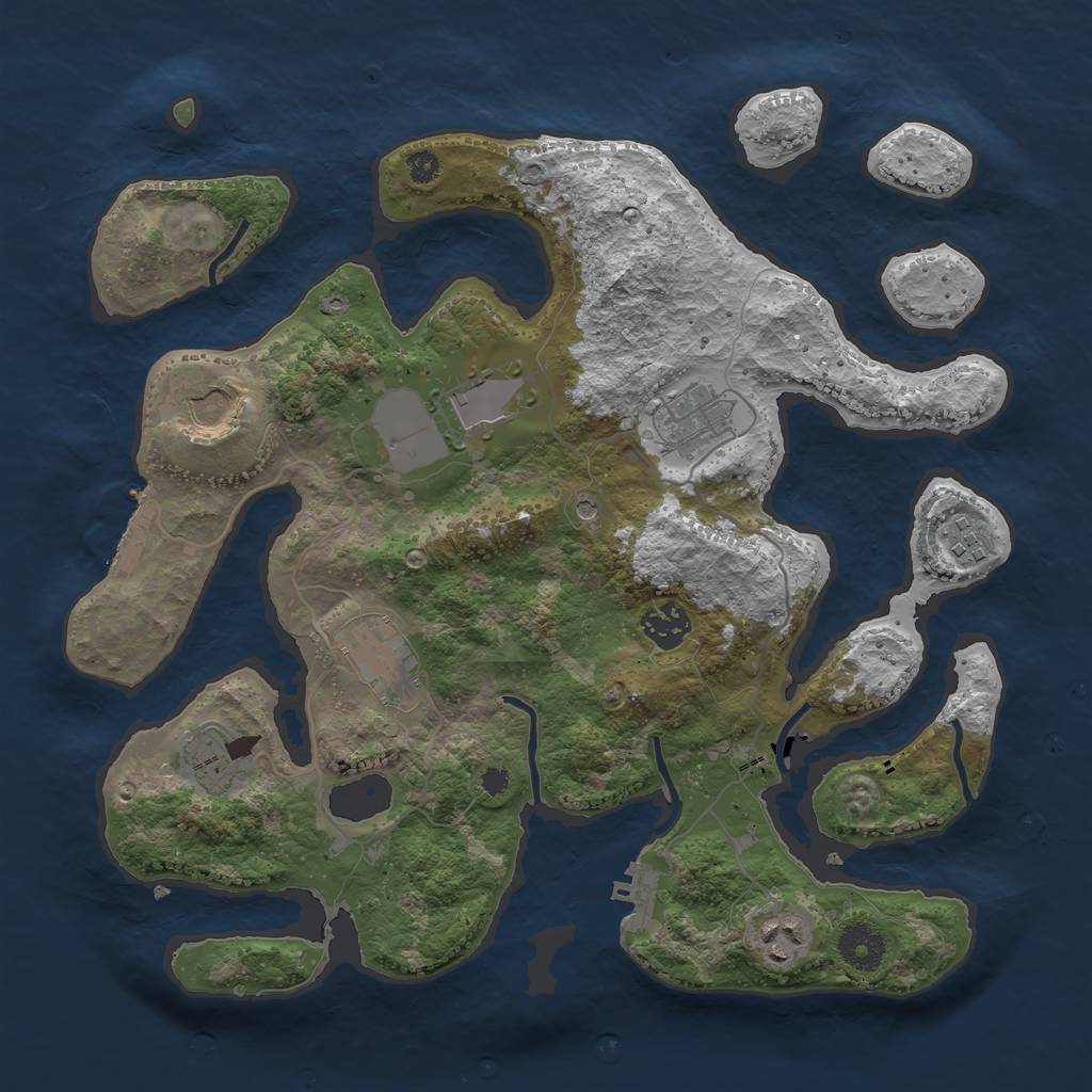 Rust Map: Procedural Map, Size: 3500, Seed: 780621, 13 Monuments