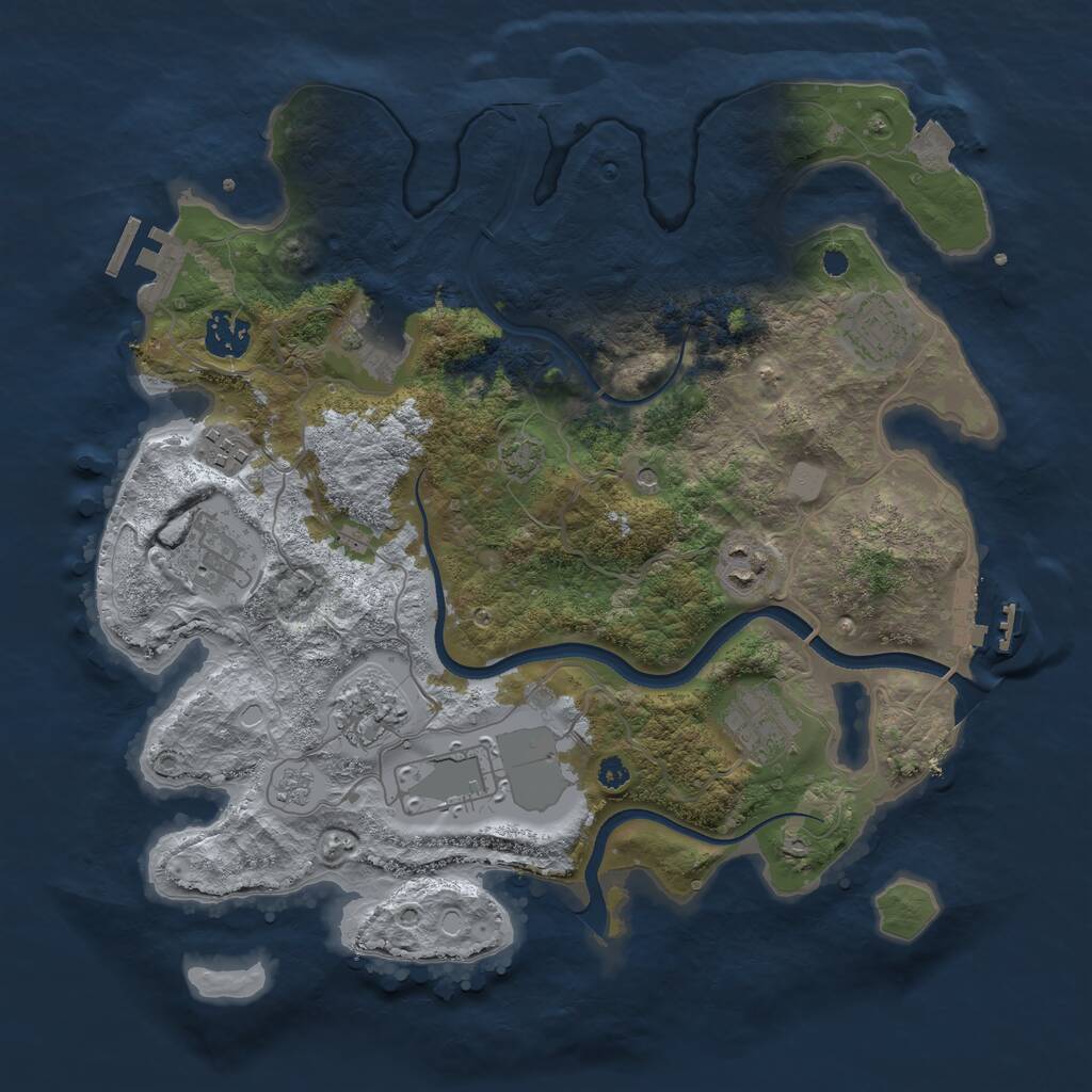 Rust Map: Procedural Map, Size: 3500, Seed: 1960222544, 15 Monuments