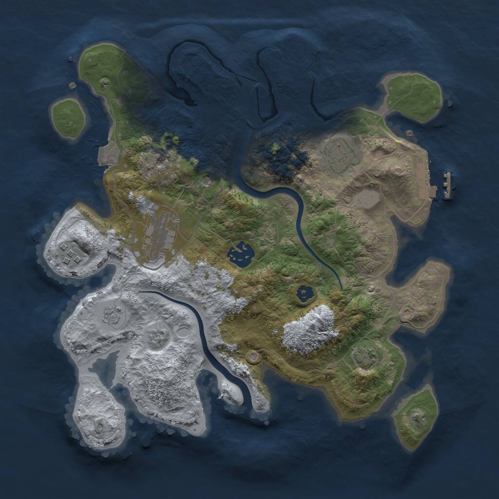 Rust Map: Procedural Map, Size: 3000, Seed: 428794053, 10 Monuments