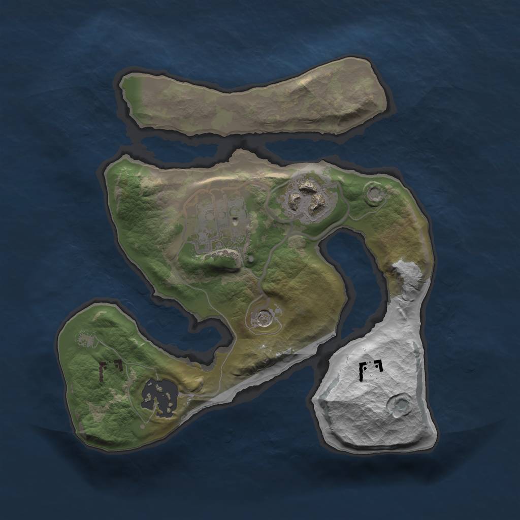 Rust Map: Barren, Size: 2000, Seed: 417880269, 6 Monuments