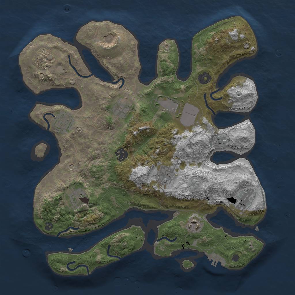 Rust Map: Procedural Map, Size: 3500, Seed: 263301307, 15 Monuments