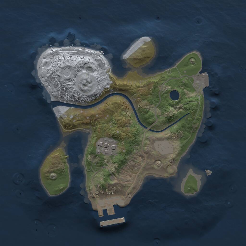 Rust Map: Procedural Map, Size: 2000, Seed: 22219, 3 Monuments