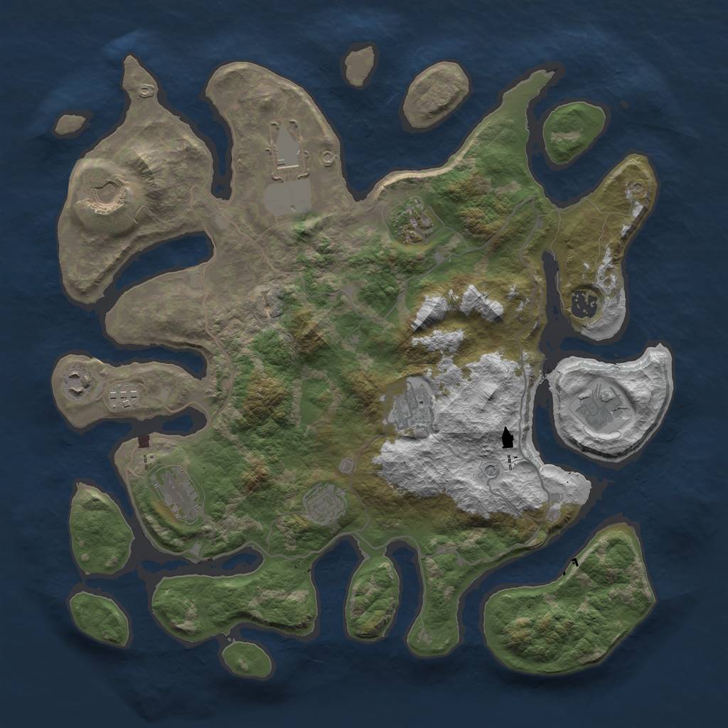 Rust Map: Barren, Size: 4000, Seed: 4006, 13 Monuments