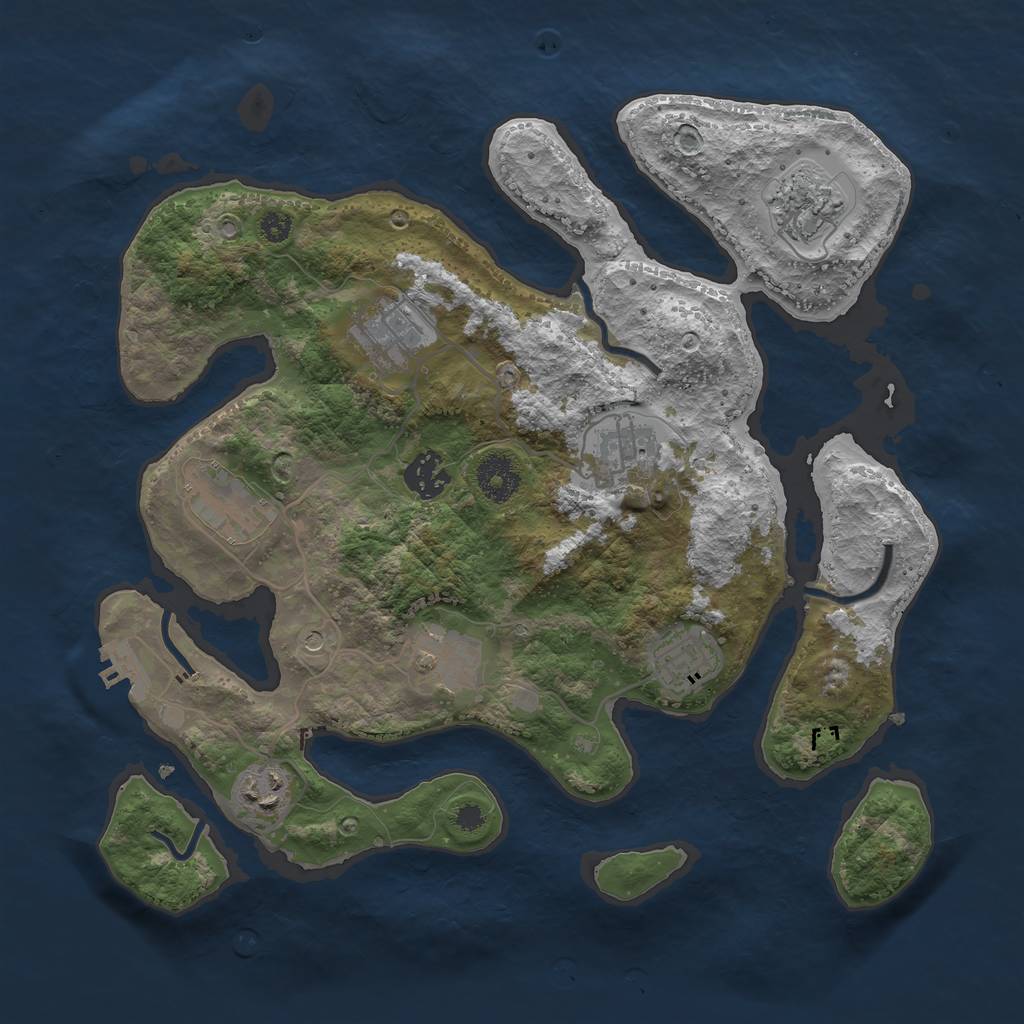 Rust Map: Procedural Map, Size: 3400, Seed: 55334, 12 Monuments