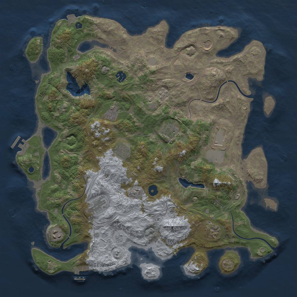 Rust Map: Procedural Map, Size: 4300, Seed: 2012138634, 16 Monuments