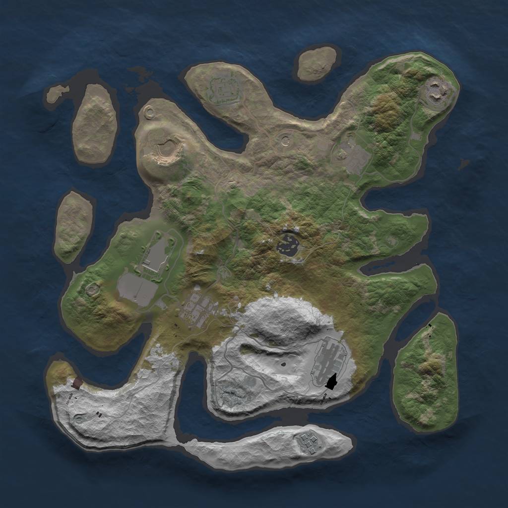 Rust Map: Barren, Size: 3500, Seed: 63019019, 12 Monuments