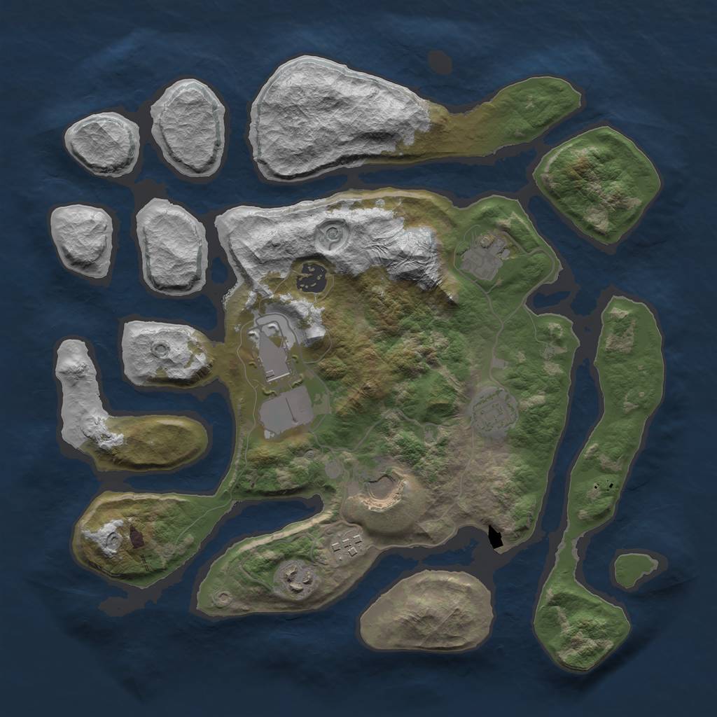 Rust Map: Barren, Size: 3500, Seed: 552135, 10 Monuments