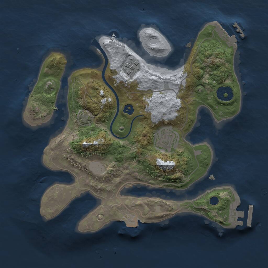 Rust Map: Procedural Map, Size: 2500, Seed: 11222, 6 Monuments