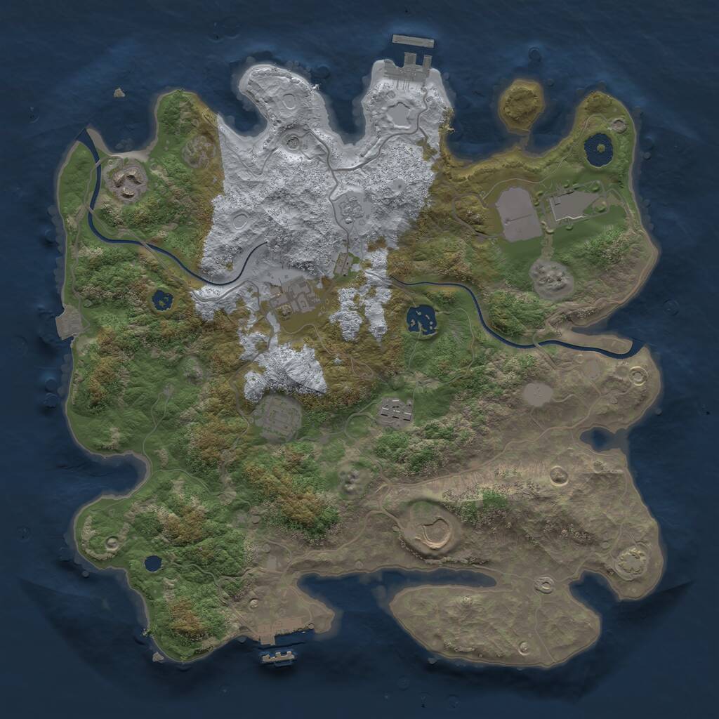 Rust Map: Procedural Map, Size: 3500, Seed: 1124854, 13 Monuments